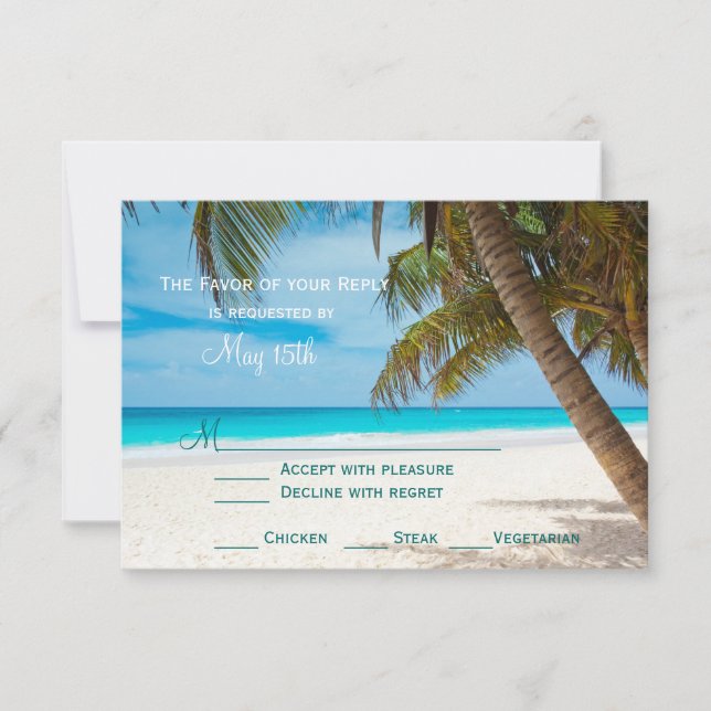 Placas RSVP de Casamento de Destino de Palm Trees  (Frente)
