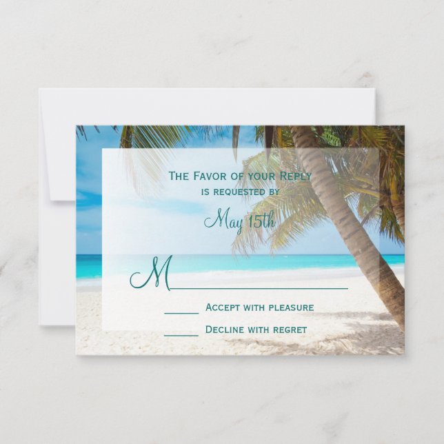 Placas RSVP de Casamento de Destino de Palm Trees  (Frente)