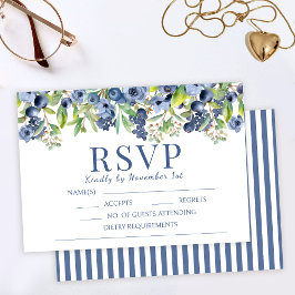 Placas RSVP de casamento de flores azuis de mirtil