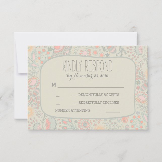 Placas RSVP de Casamento de Flores Bonitas (Frente)