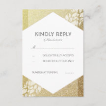 Placas RSVP de Casamento de Folhas Douradas e Bran