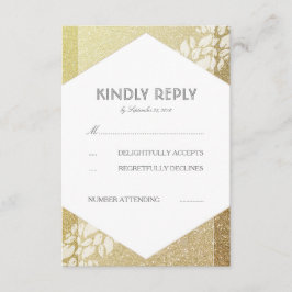 Placas RSVP de Casamento de Folhas Douradas e Bran