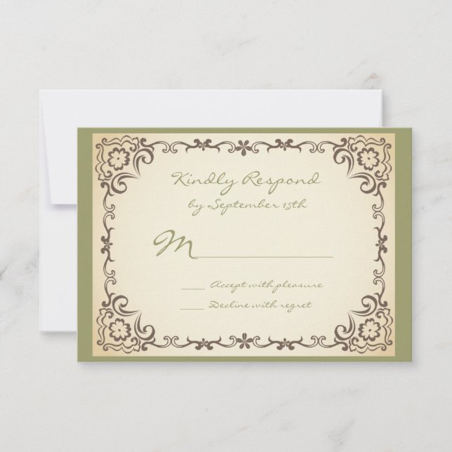 Placas RSVP de Casamento de Frame de Rolagem de Vi (Frente)