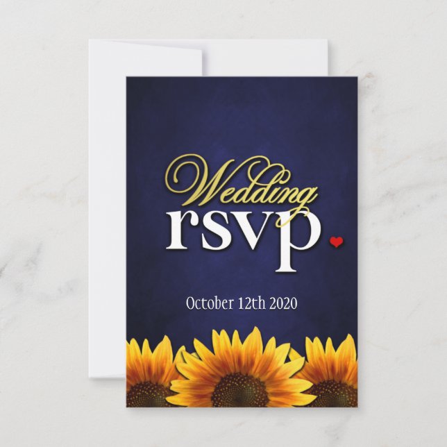 Placas RSVP de Casamento de Girassol de Chalkboard (Frente)