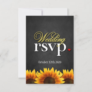 Placas RSVP de Casamento de Girassol Preto