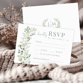 Placas RSVP de Casamento de Jardim Floral de Sage 