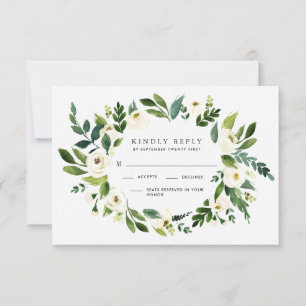 Placas RSVP de Casamento de Jardim Verde Floral Vi