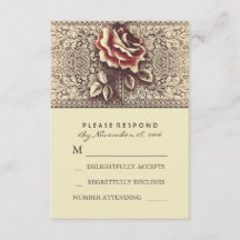 Placas RSVP de Casamento de Lace Vintage