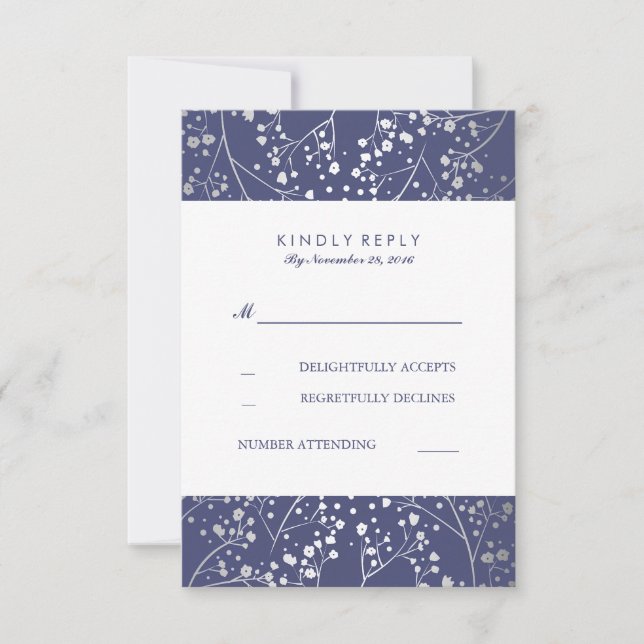Placas RSVP de Casamento de Marinho de Respiração  (Frente)
