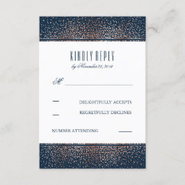Placas RSVP de Casamento de Marinho Glitter Dourad