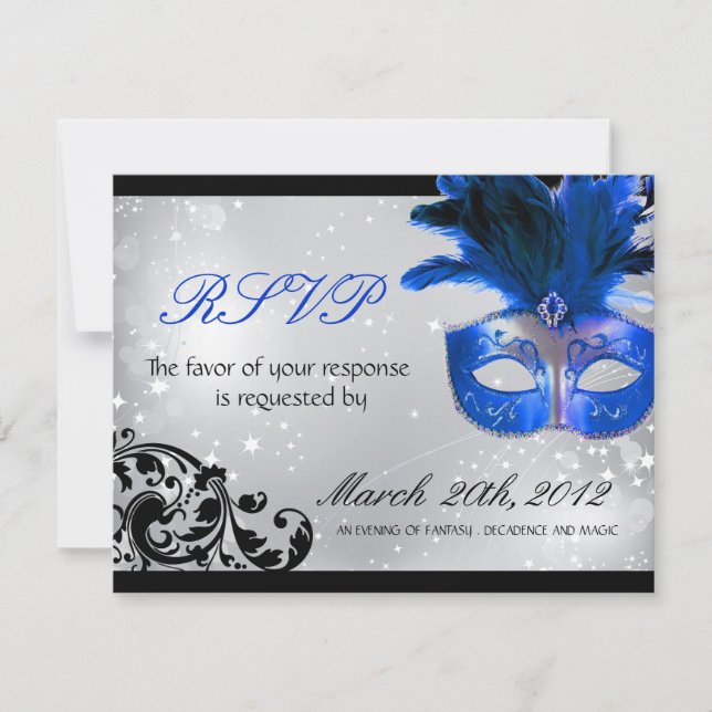 Placas RSVP de Casamento de mascarada (Frente)