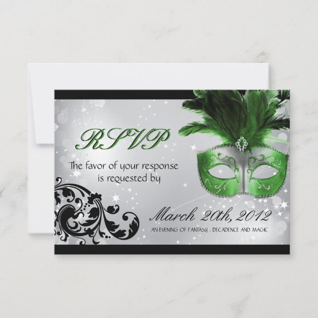Placas RSVP de Casamento de mascarada (Frente)