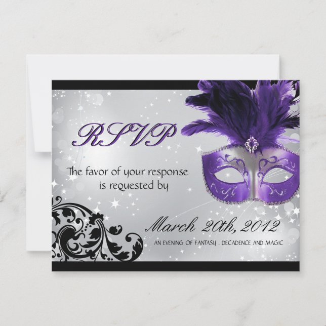 Placas RSVP de Casamento de mascarada (Frente)
