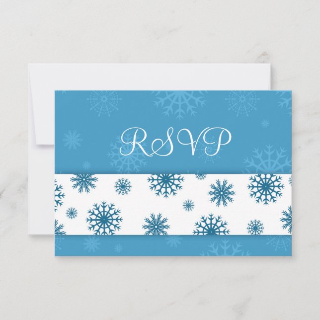 Placas RSVP de Casamento de Natal com Flocos de Ne (Frente)