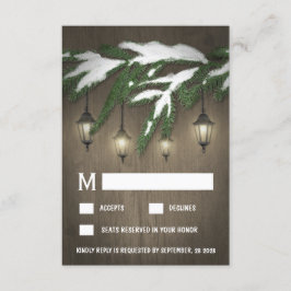 Placas RSVP de Casamento de Neve Evergreen Lantern