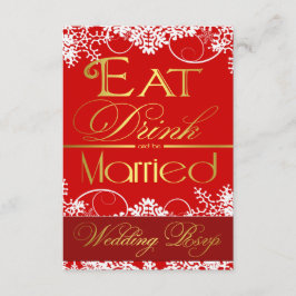 Placas RSVP de Casamento de Neve Vermelho Branco e