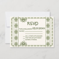 Placas RSVP de Casamento de Números Célticos Verde