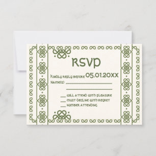 Placas RSVP de Casamento de Números Célticos Verde