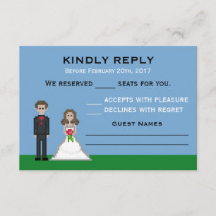Placas RSVP de Casamento de Pixel Gamer Bride & Gr