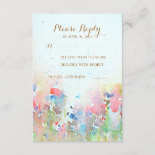 Placas RSVP de Casamento de Prado de Água-Cor