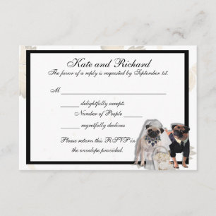 Placas RSVP de Casamento de Pug Personalizadas