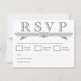Placas RSVP de Casamento de Quatrefoil Preto e Bra