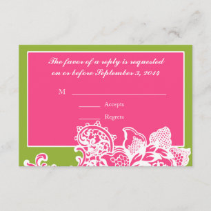 Placas RSVP de Casamento de Rolagem Floral Rosa e