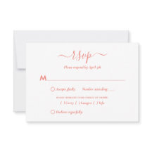 Placas RSVP de Casamento de Script Coral Moderno