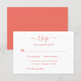 Placas RSVP de Casamento de Script Coral Moderno