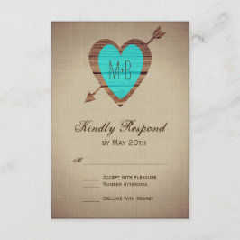 Placas RSVP de Casamento de Seta do Coração Teal R