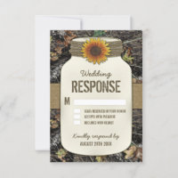 Placas RSVP de Casamento de Sunflower Mason Jar Ca