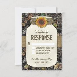 Placas RSVP de Casamento de Sunflower Mason Jar Ca