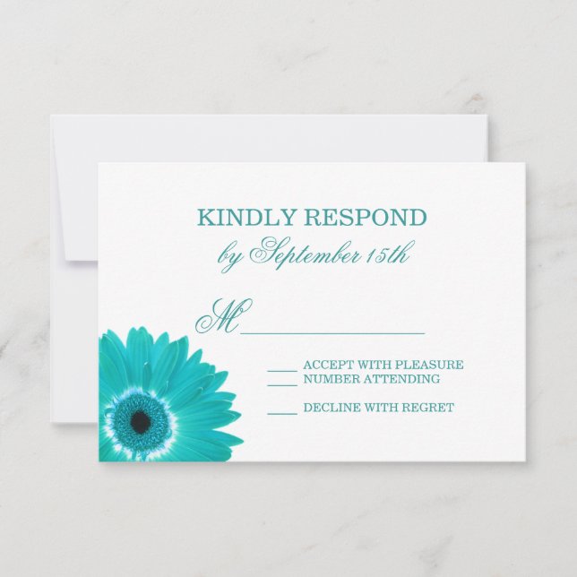 Placas RSVP de Casamento de Teal Turquoise Aqua Da (Frente)