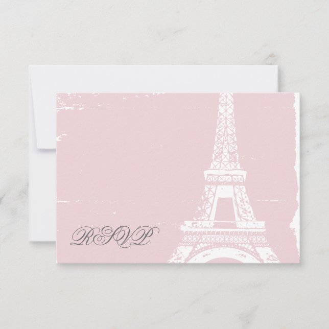 Placas RSVP de Casamento de Torre Eiffel Rosa (Frente)