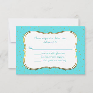 Placas RSVP de Casamento Dourado e Azul