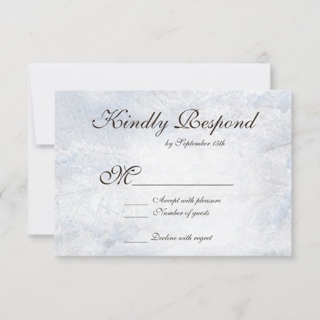 Placas RSVP de Casamento Elegante da Camo da Neve  (Frente)