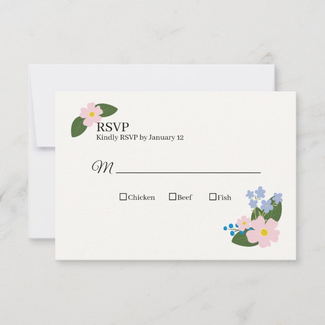 Placas RSVP de Casamento Flor Rosa (Frente)