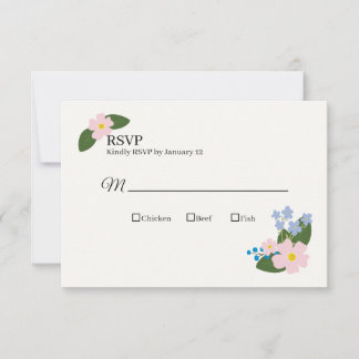 Placas RSVP de Casamento Flor Rosa