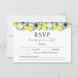 Placas RSVP de casamento florais amarelas limão az