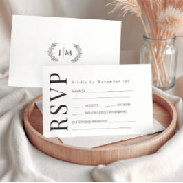 Placas RSVP de casamento florais simples preto bra