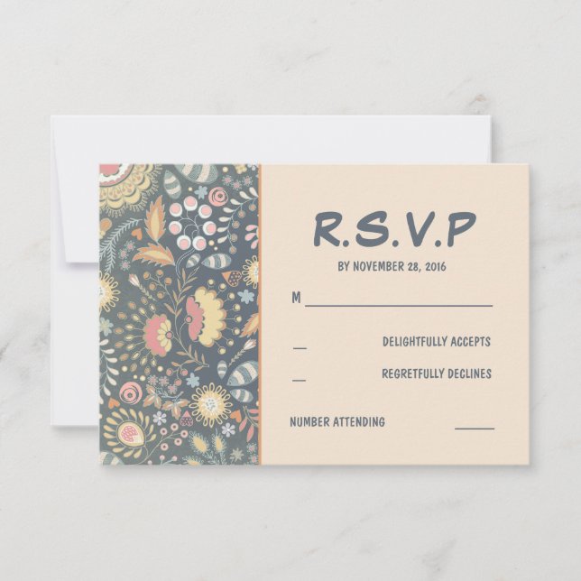 Placas RSVP de Casamento Floral (Frente)