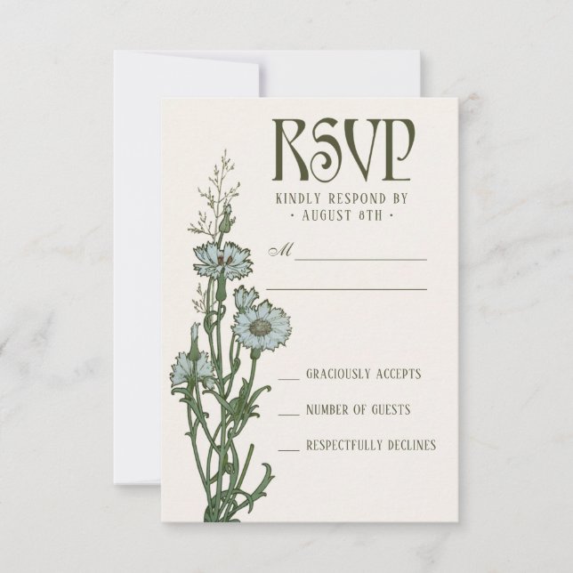 Placas RSVP de Casamento | Floral Art Nouveau (Frente)