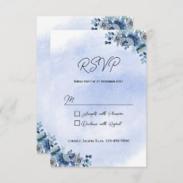 Placas RSVP de Casamento Floral Azul