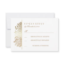 Placas RSVP de Casamento Floral de Ar Dourado