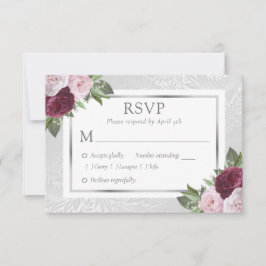 Placas RSVP de Casamento Floral de Blush Silver