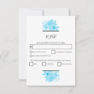 Placas RSVP de Casamento Floral de Cor Azul Elegan