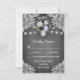 Placas RSVP de Casamento Floral de Locais de Cinza