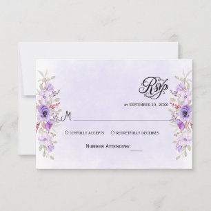 Placas RSVP de Casamento Floral de Luxo Purple