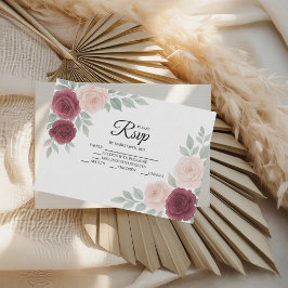 Placas RSVP de Casamento Floral de Rosa Floral de 