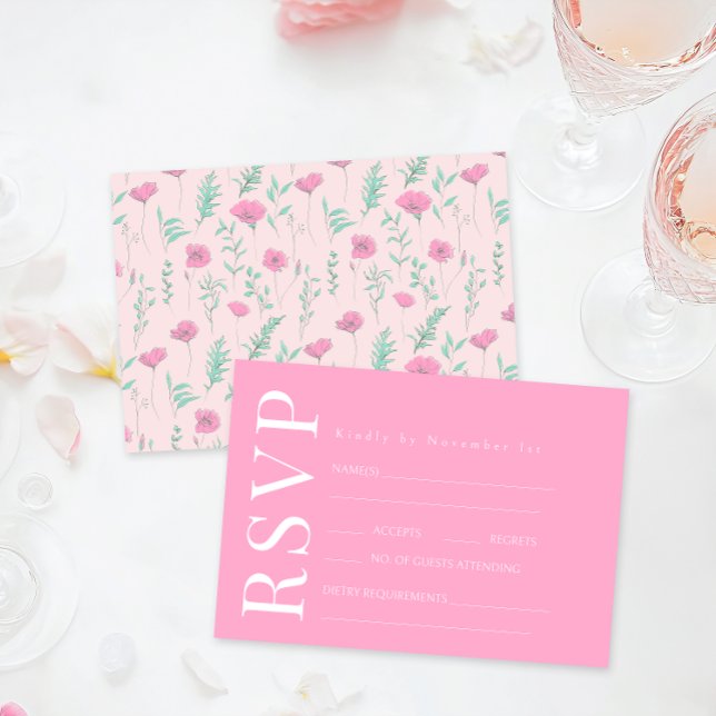 Placas RSVP de Casamento Floral de Teal Rosa Quent (Criador carregado)